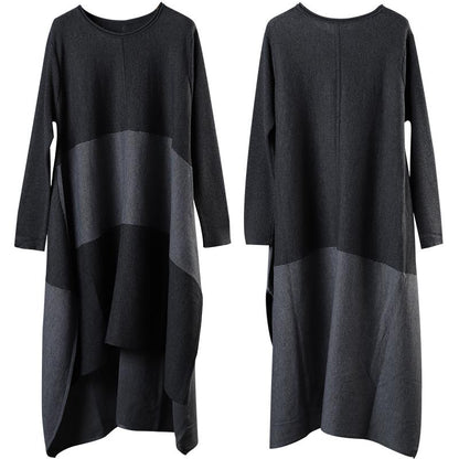 High Low Hem Casual Big Stripes Loose Dress
