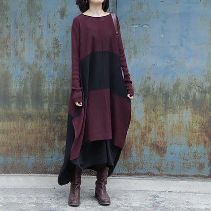 High Low Hem Casual Big Stripes Loose Dress
