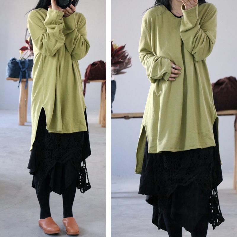 High Low Hem Loose Comfortable Long Sleeve T-Shirt