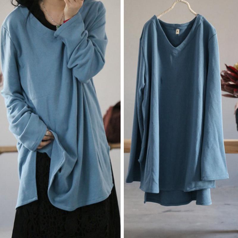High Low Hem Loose Comfortable Long Sleeve T-Shirt