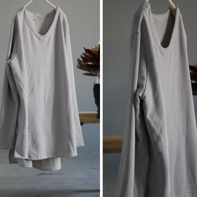 High Low Hem Loose Comfortable Long Sleeve T-Shirt