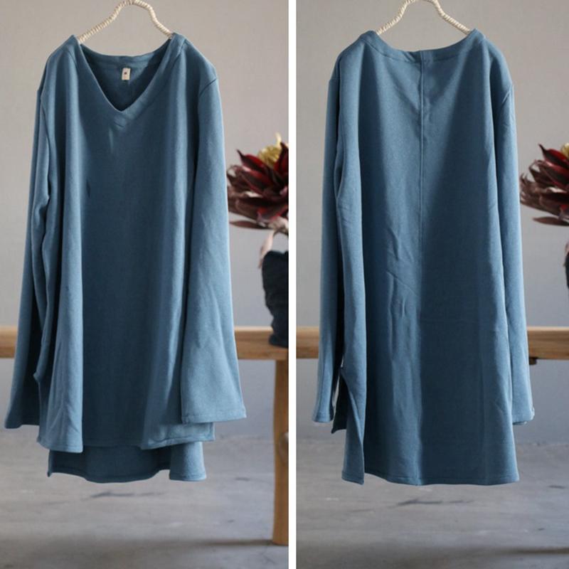 High Low Hem Loose Comfortable Long Sleeve T-Shirt