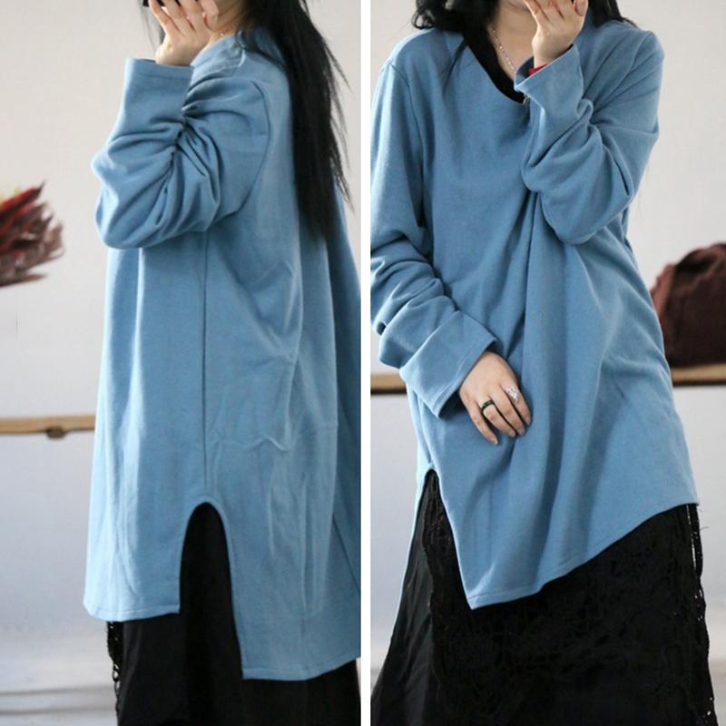 High Low Hem Loose Comfortable Long Sleeve T-Shirt