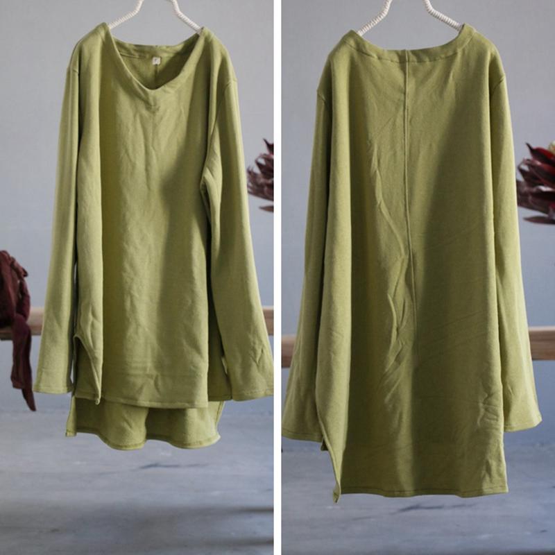 High Low Hem Loose Comfortable Long Sleeve T-Shirt