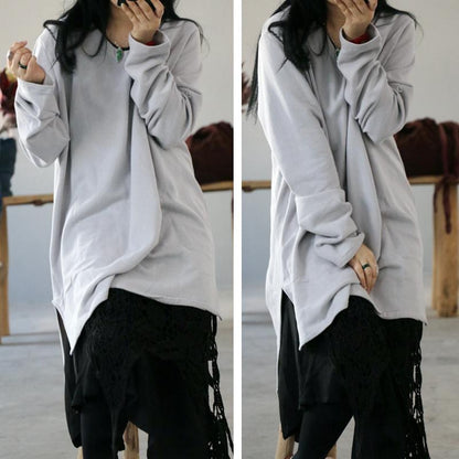 High Low Hem Loose Comfortable Long Sleeve T-Shirt