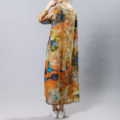 High Low Hem Printed Three Quarter Sleeve Dress