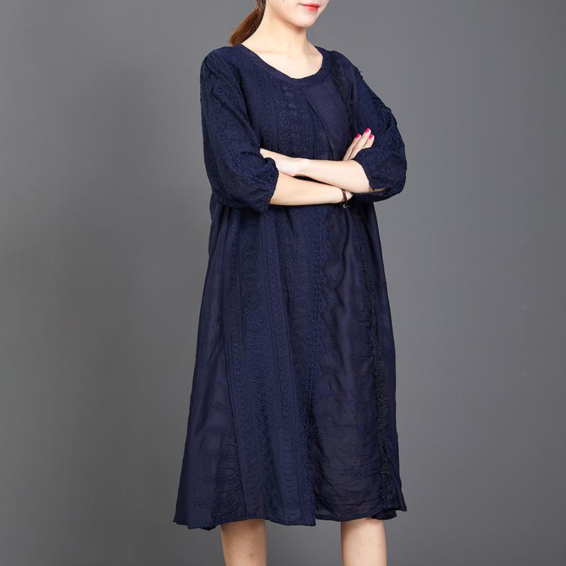 Hollow Out Solid Color Half Sleeve Casual Dress