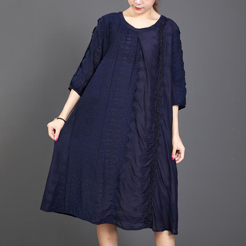 Hollow Out Solid Color Half Sleeve Casual Dress