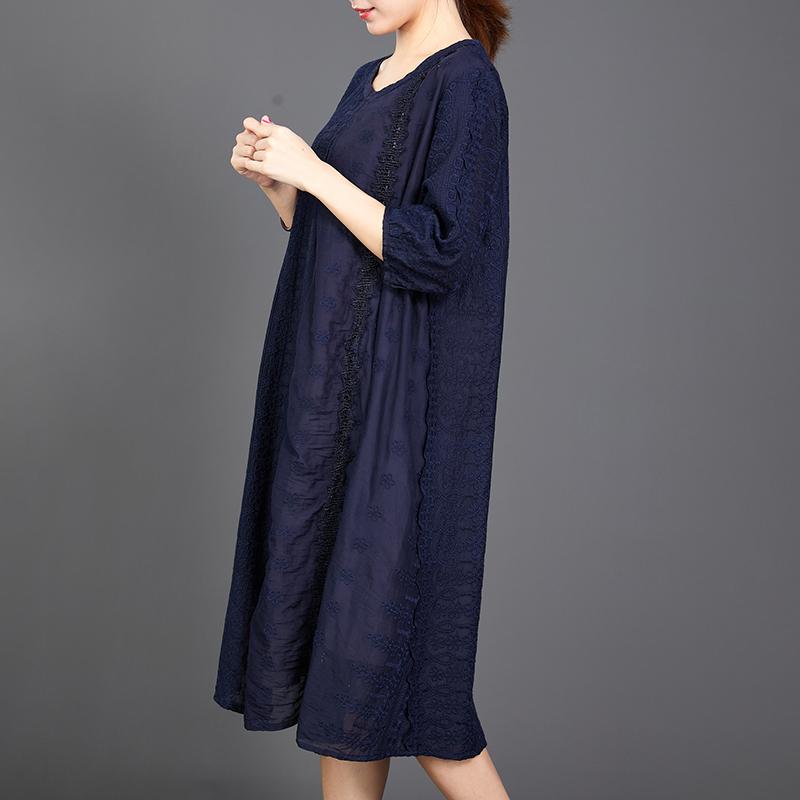 Hollow Out Solid Color Half Sleeve Casual Dress