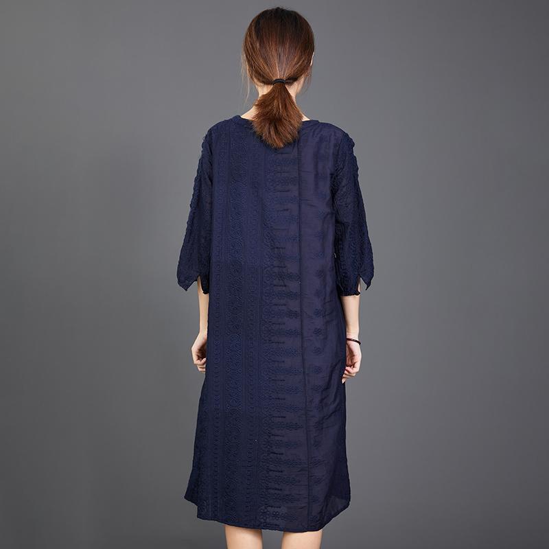 Hollow Out Solid Color Half Sleeve Casual Dress