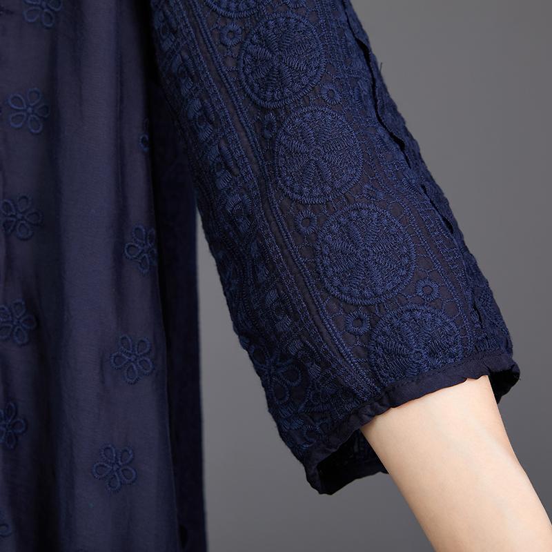 Hollow Out Solid Color Half Sleeve Casual Dress