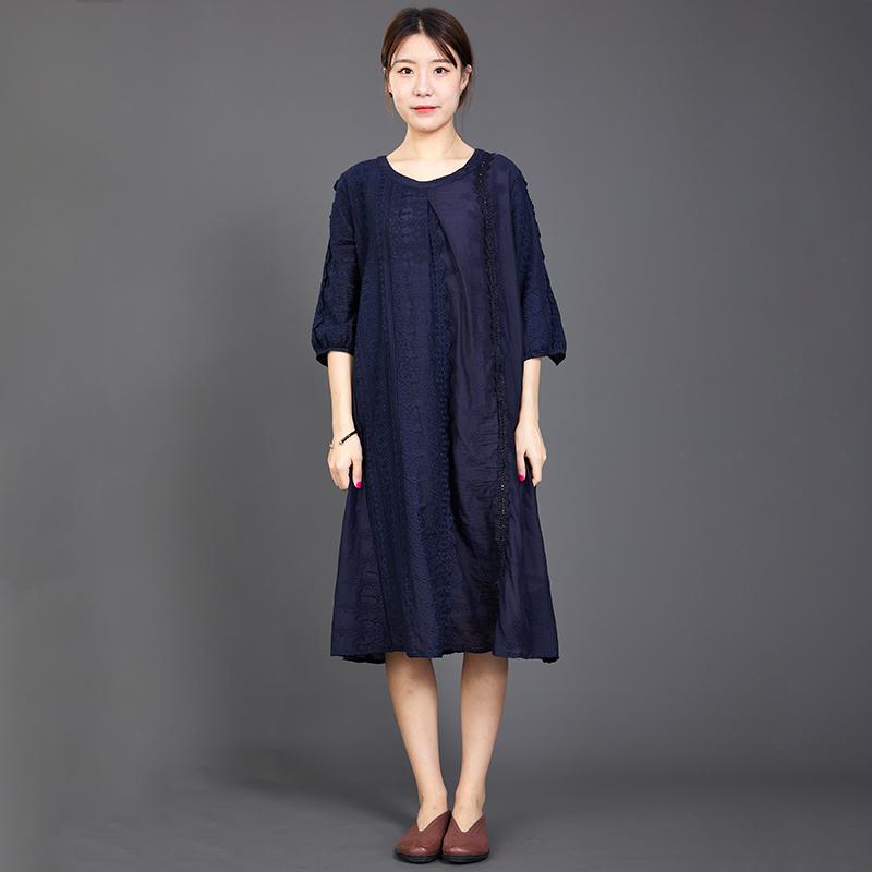 Hollow Out Solid Color Half Sleeve Casual Dress