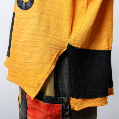Hooded Short Sleeve Patch Designs Blouse
