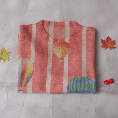 Hot Air Balloon Casual Loose Warm Sweater