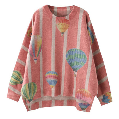 Hot Air Balloon Casual Loose Warm Sweater