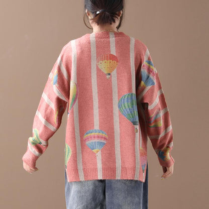 Hot Air Balloon Casual Loose Warm Sweater