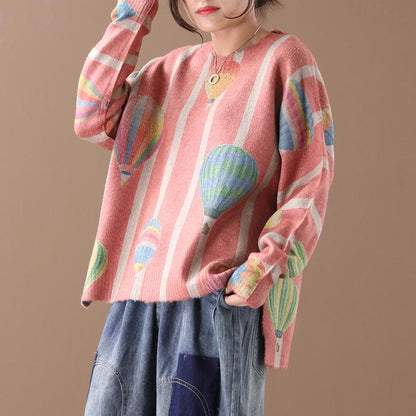 Hot Air Balloon Casual Loose Warm Sweater