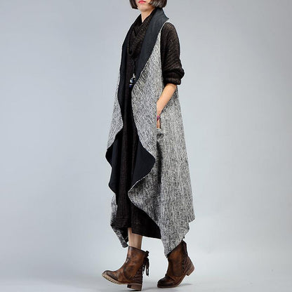 Houndstooth Irregular Casual Loose Vest Coat