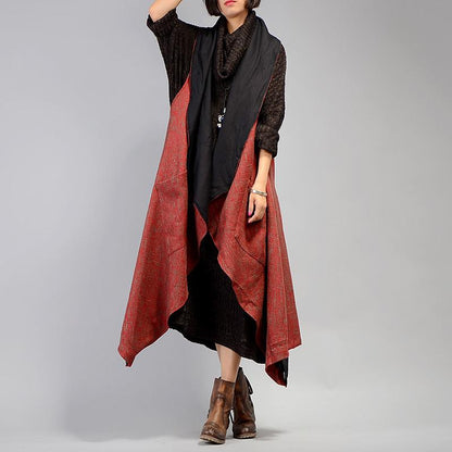 Houndstooth Irregular Casual Loose Vest Coat