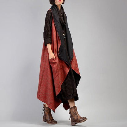 Houndstooth Irregular Casual Loose Vest Coat