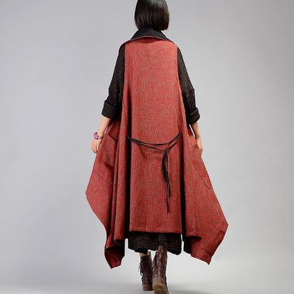 Houndstooth Irregular Casual Loose Vest Coat
