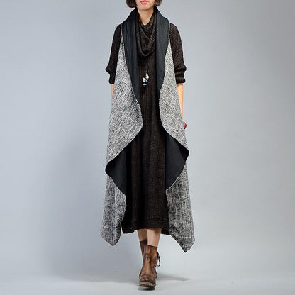 Houndstooth Irregular Casual Loose Vest Coat
