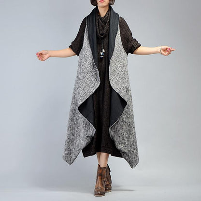 Houndstooth Irregular Casual Loose Vest Coat