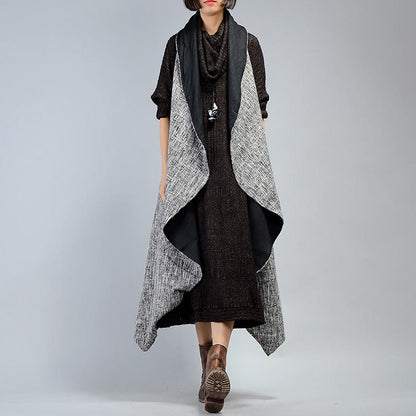 Houndstooth Irregular Casual Loose Vest Coat