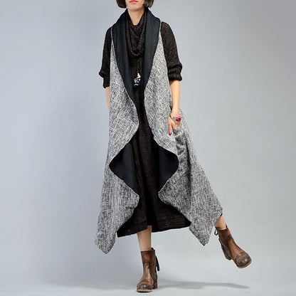 Houndstooth Irregular Casual Loose Vest Coat