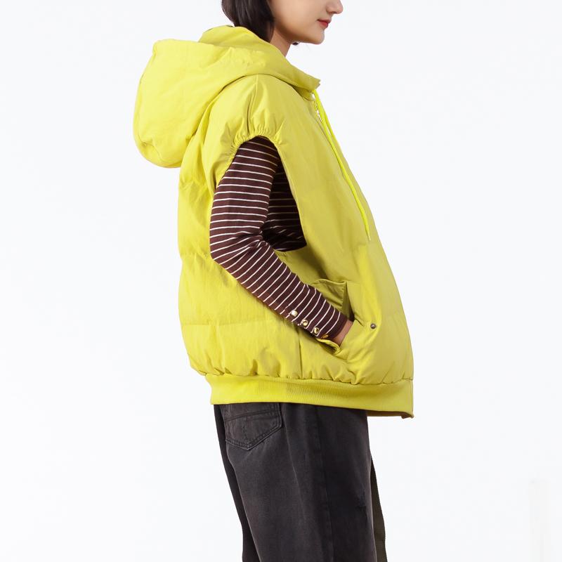 Women Hooded Zipper Sleeveless Coat