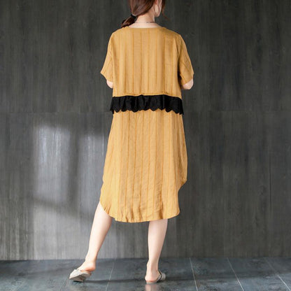 Summer Short Sleeve Lacing Pockets Dress