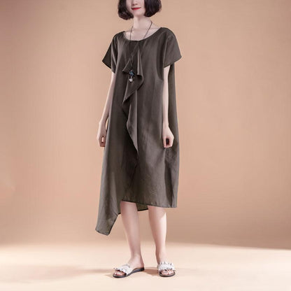 Short Sleeve High-low Hem Summer Casual Dress