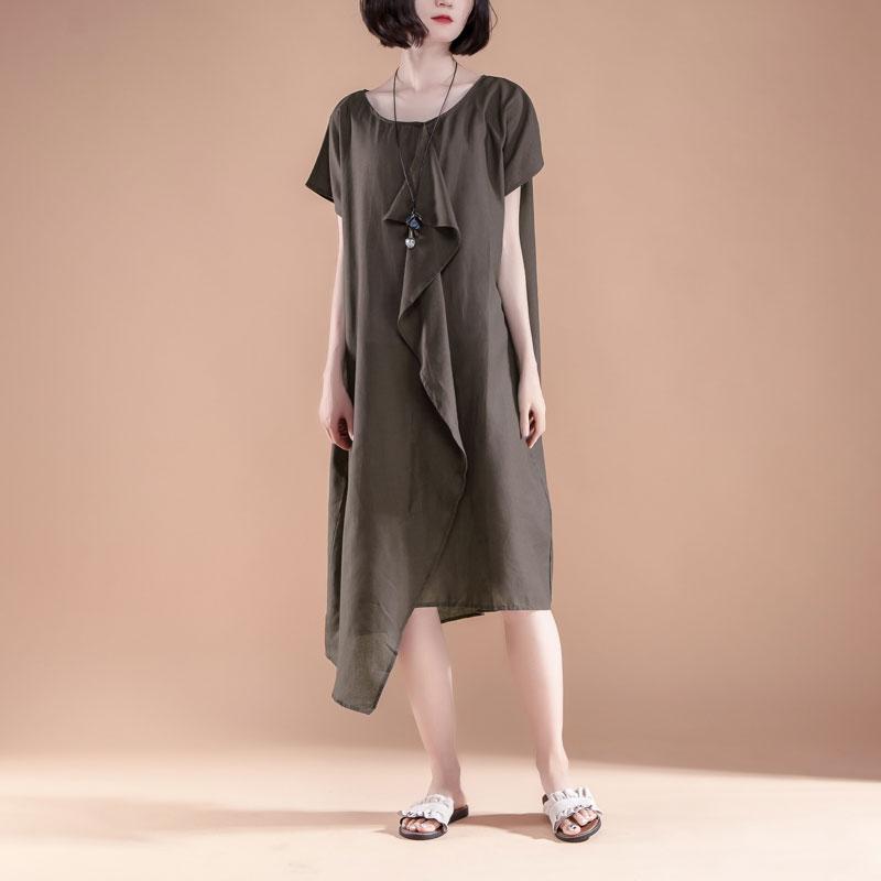 Short Sleeve High-low Hem Summer Casual Dress