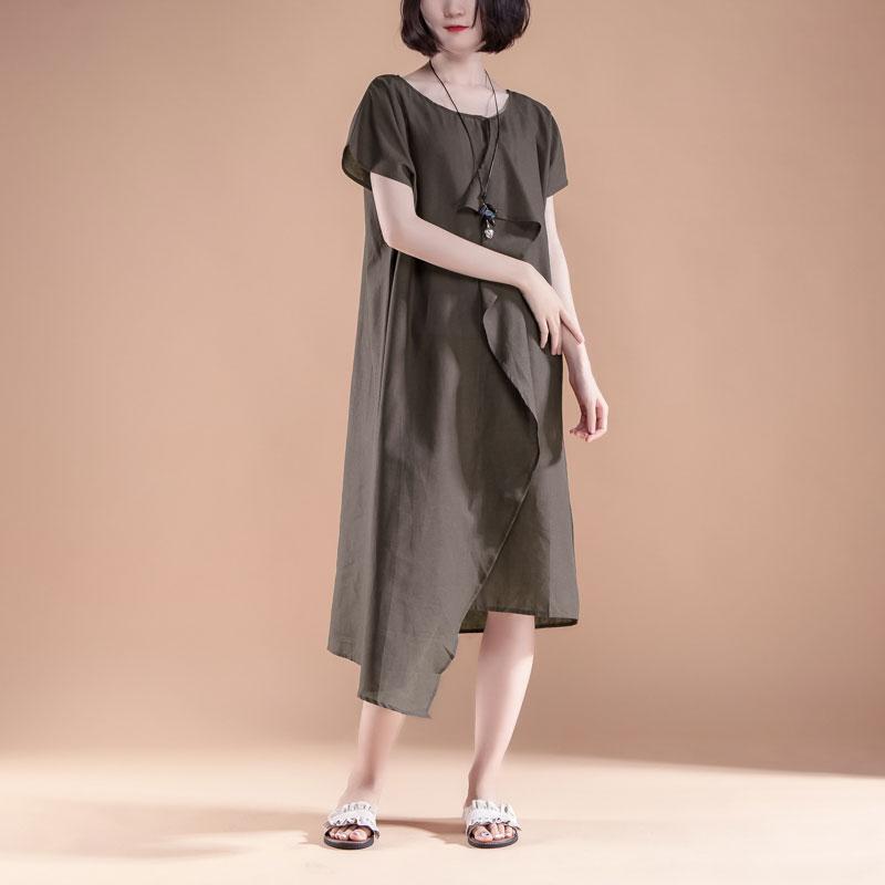 Short Sleeve High-low Hem Summer Casual Dress