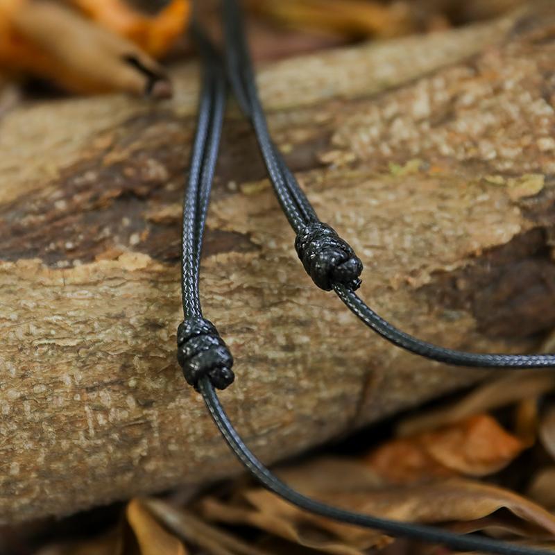 Wood Unisex Rectangle Pendant Rope Chain Necklace