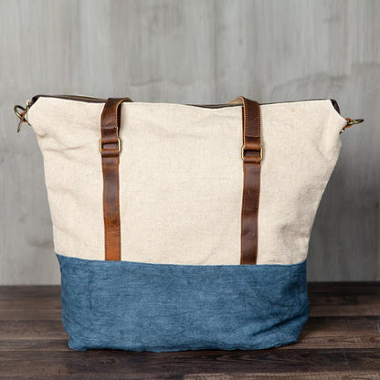 Women Canvas Large Capacity Splicing Shoulder Bag