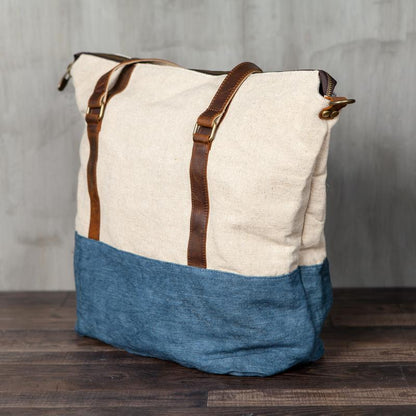 Women Canvas Large Capacity Splicing Shoulder Bag
