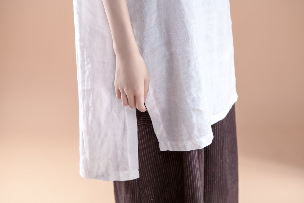 Short Sleeve Slit Summer Casual Black Women Tops