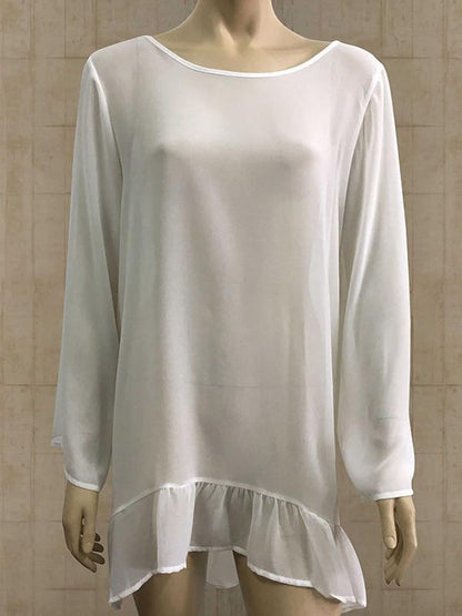 Fashion Loose Half Sleeve Round Neck Tassel Off-Back Mini Dress