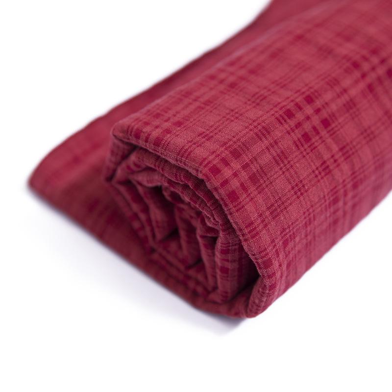 Casual Women Cotton Linen Red Rectangle Lattice Scarf