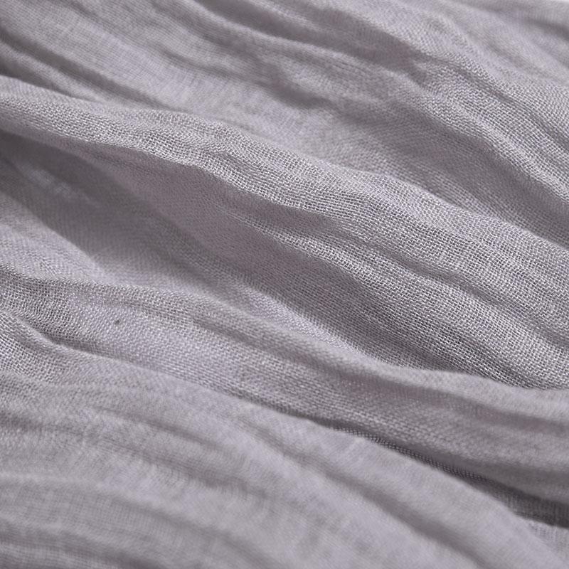 Casual Women Cotton Linen Floded Light Gray Rectangle Scarf