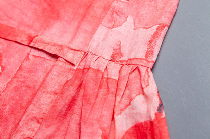 Short Sleeve Lacing Summer Pleated Casual Red Dress