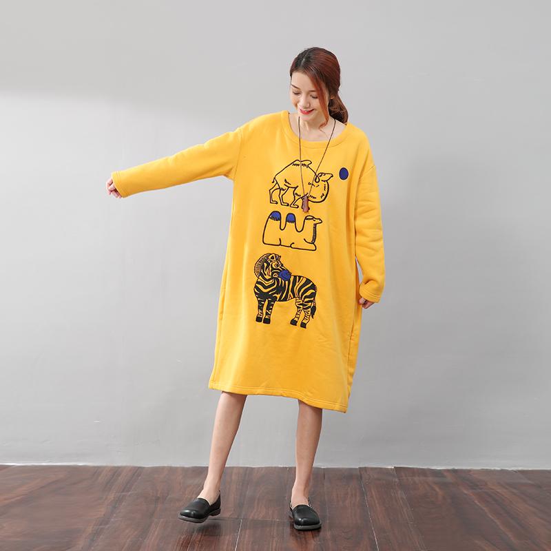 Women Exquisite Animal Embroidery Soft Cotton Dress