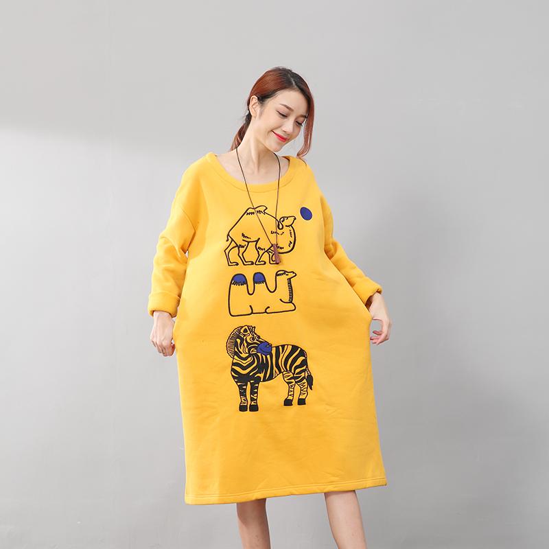 Women Exquisite Animal Embroidery Soft Cotton Dress