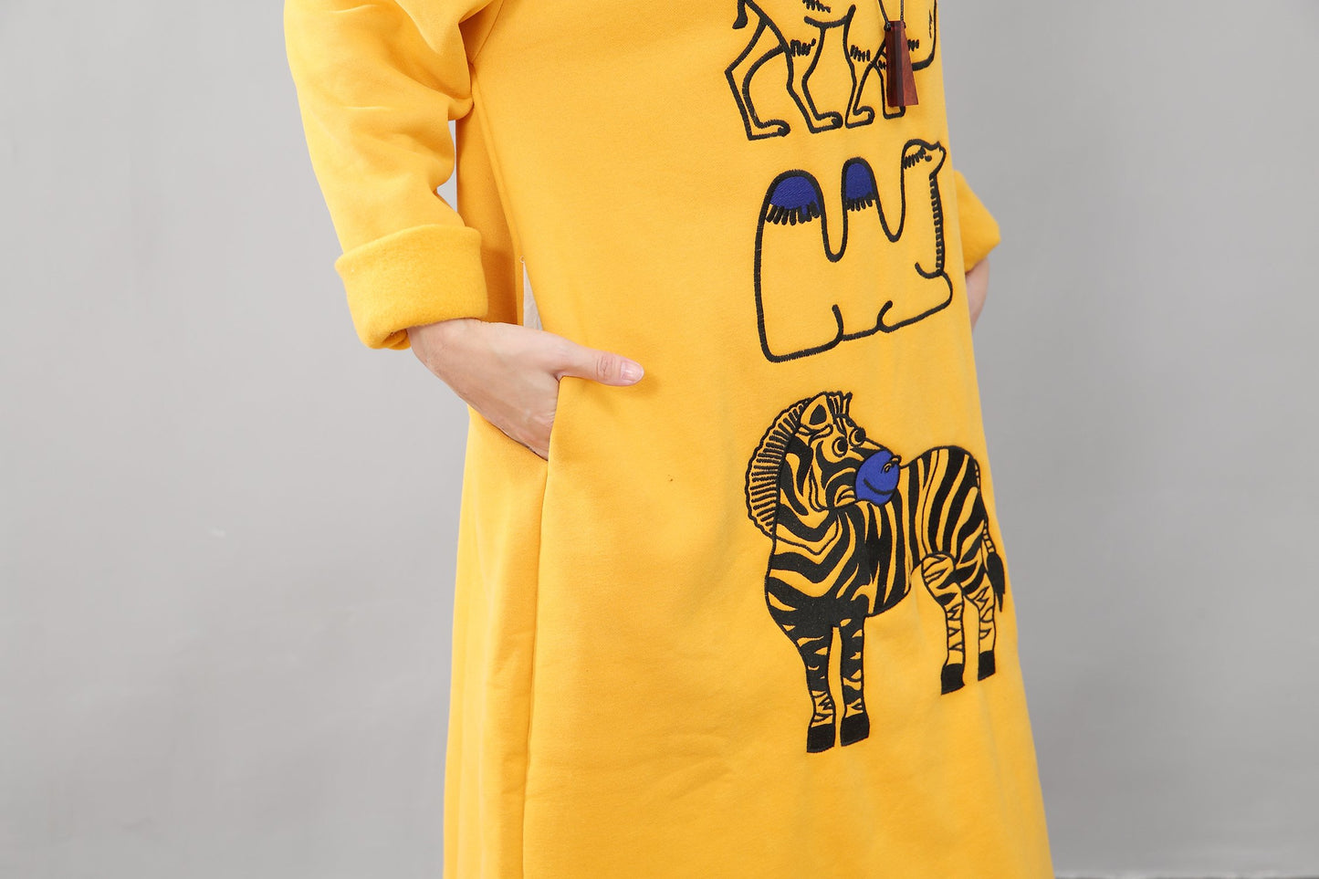 Women Exquisite Animal Embroidery Soft Cotton Dress
