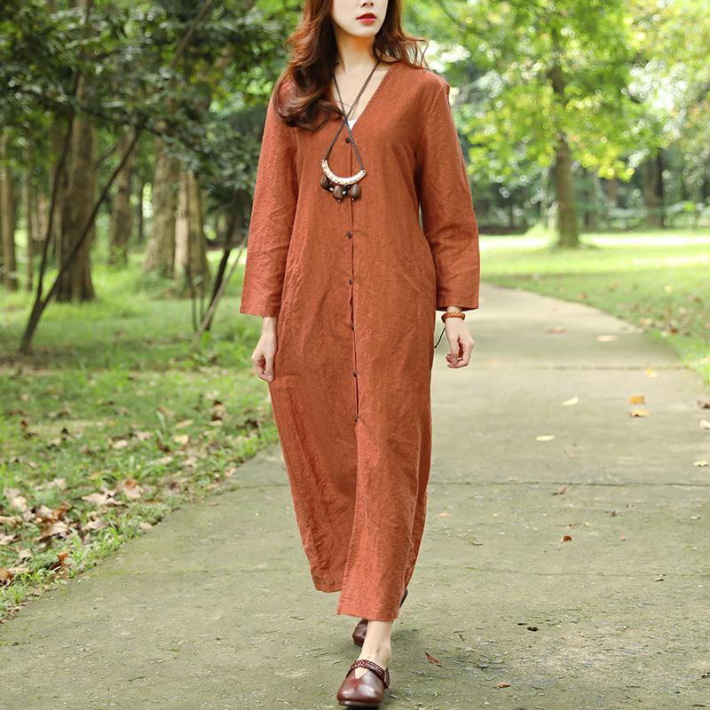 Autumn V Neck Long Sleeve Jacquard Dress For Women