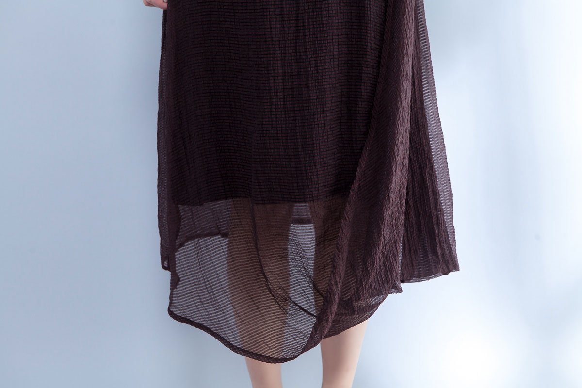 Women Summer Round Neck Short Sleeve Lining Dress