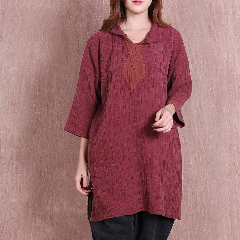 Women Spring Casual Loose Red Shirt