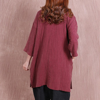 Women Spring Casual Loose Red Shirt