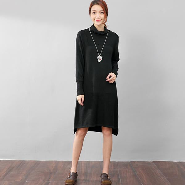Women Casual Long Sleeve Irregular Hem Slim Gray Dress